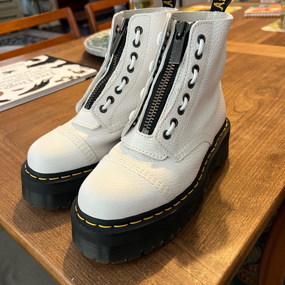 Dr. Martens White Leather Combat Boots